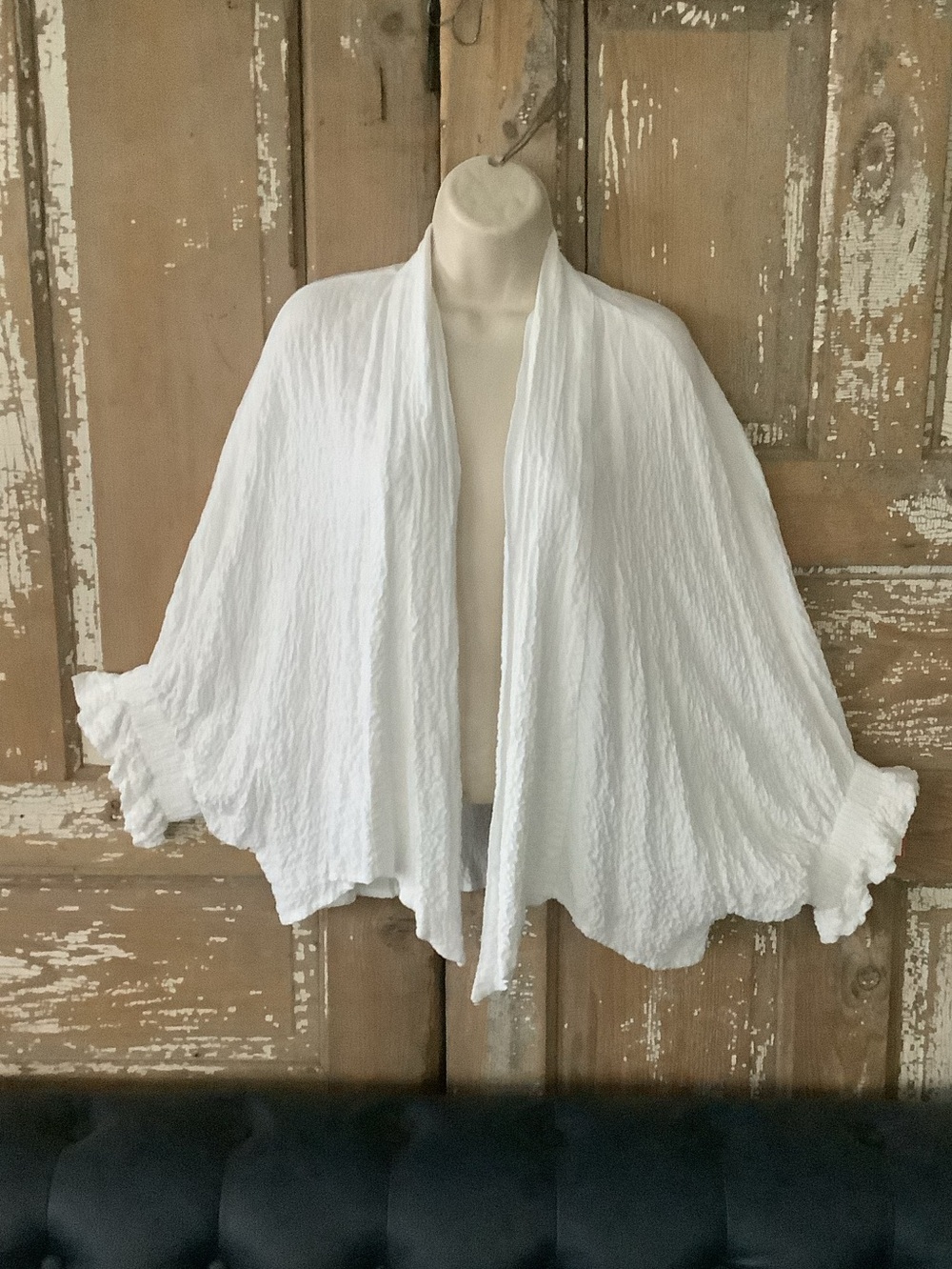 Kedem Sasson Top Open Front White Summer Wrap Size 2 (XL)